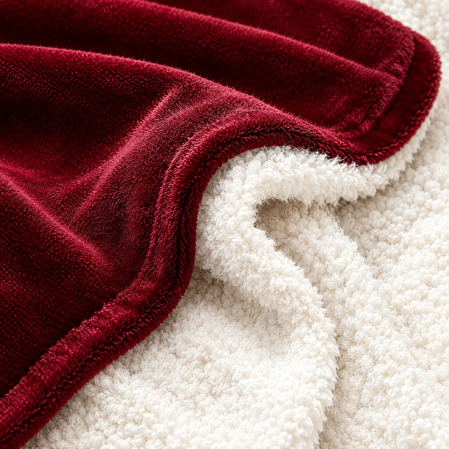 Macro of the velvet flannel outer fabric and white sherpa lining